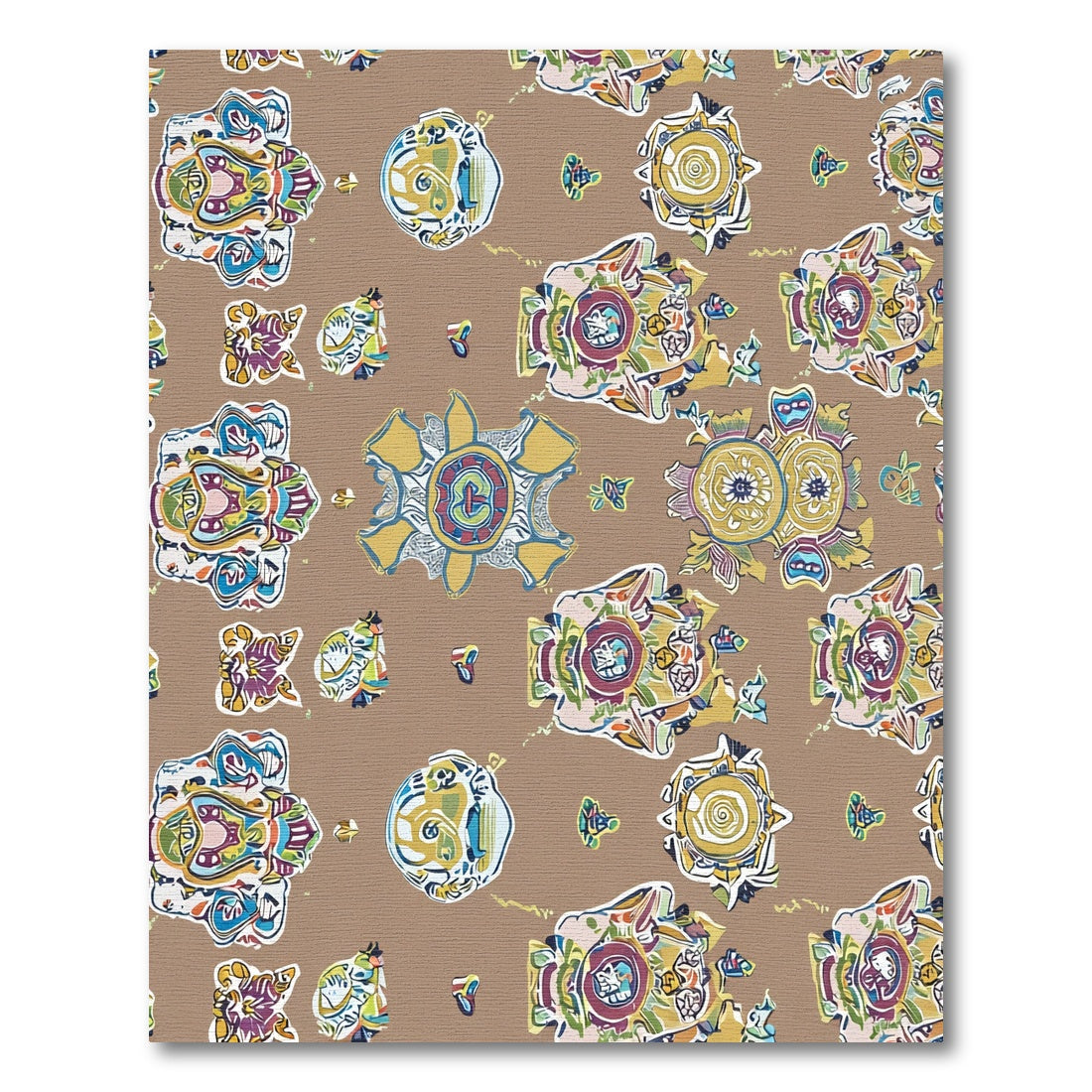 Whimsical Folk Art Floral Sunburst Rug