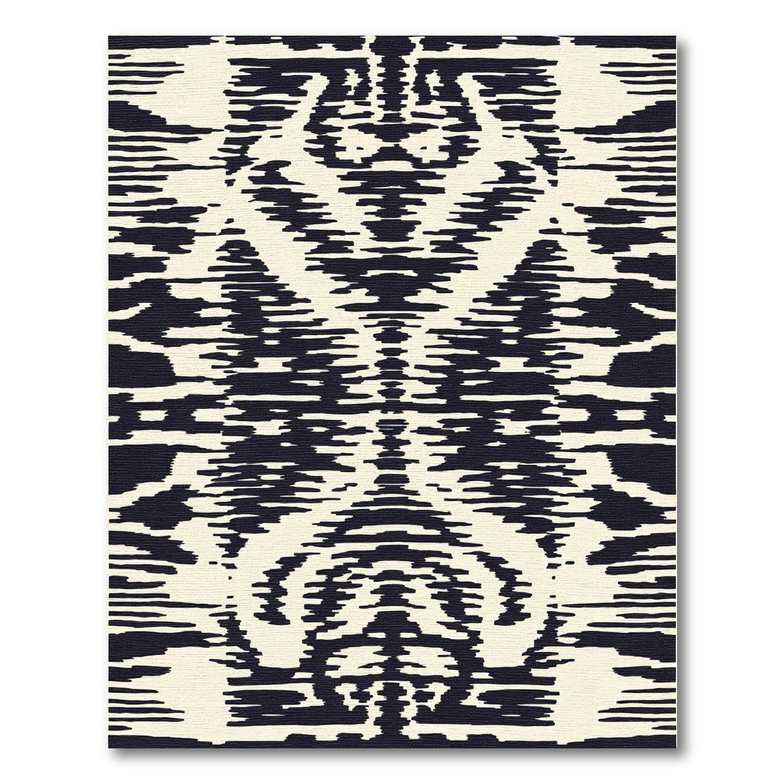 Cream Black Distorted Stripe Abstract Rug