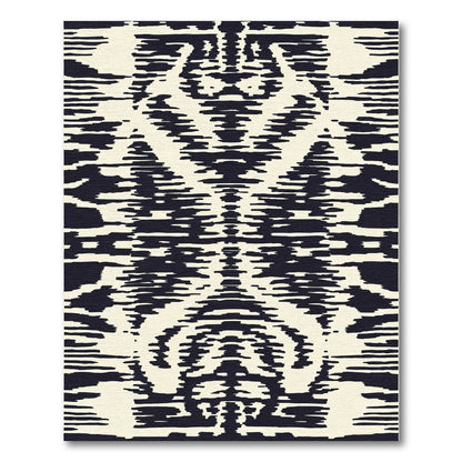 Cream Black Distorted Stripe Abstract Rug