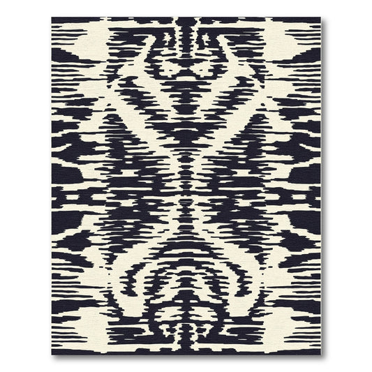 Cream Black Distorted Stripe Abstract Rug