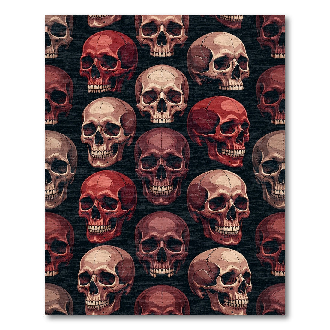 Gothic Crimson Skull Dark Seamless Illustration Rug