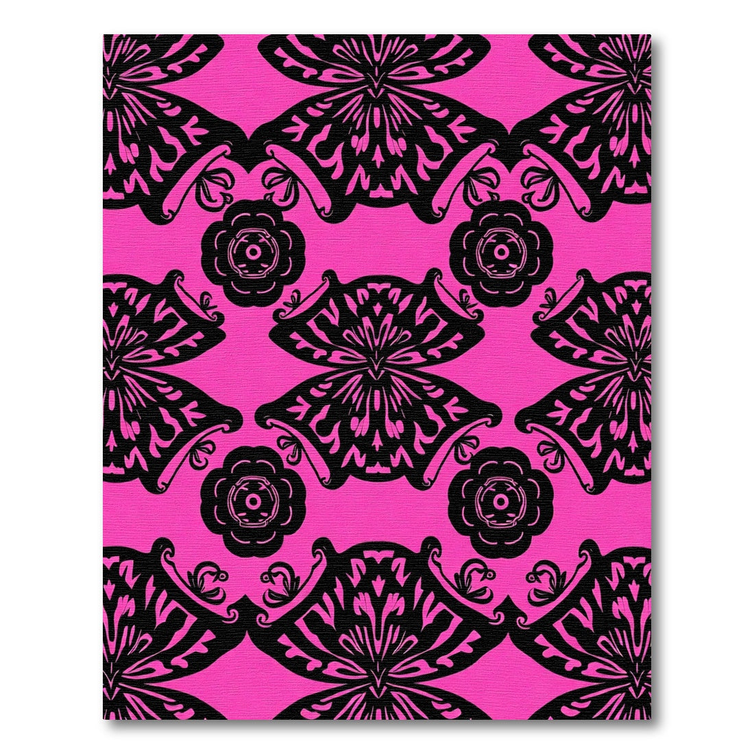 Hot Pink Black Butterfly Lace Rug