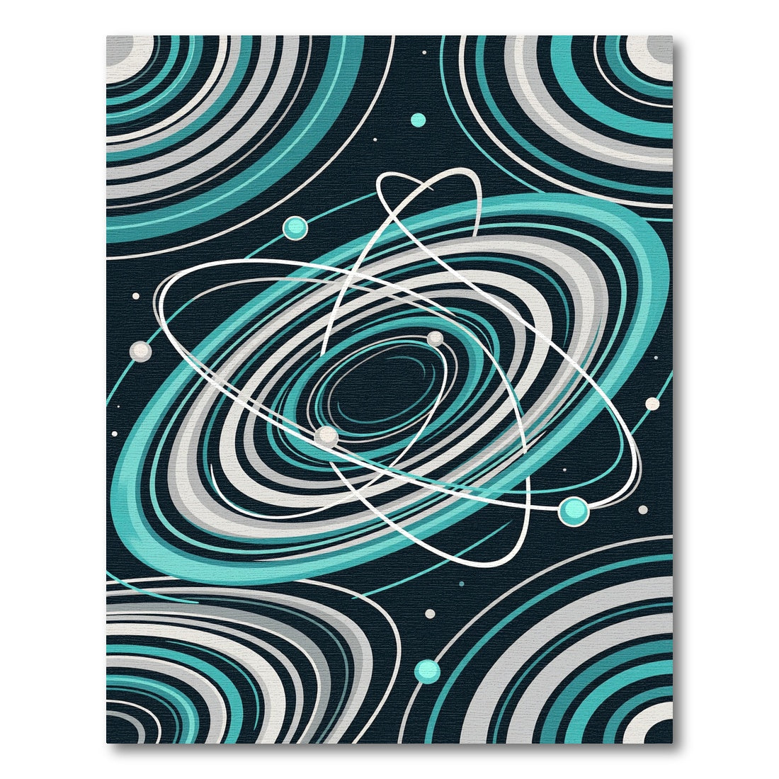 Teal White Abstract Swirls Galaxy Rug