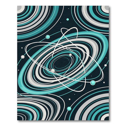 Teal White Abstract Swirls Galaxy Rug
