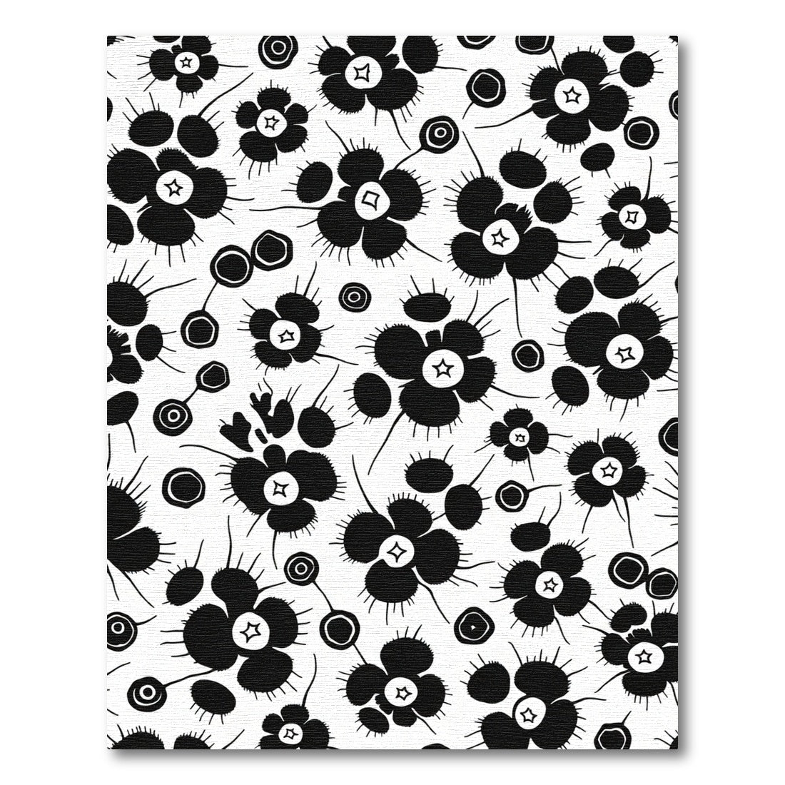 Bold Black Floral Whimsical Star Rug