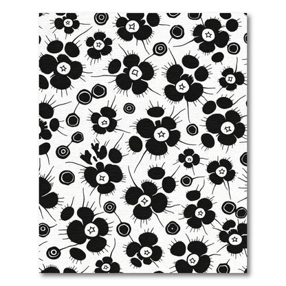 Bold Black Floral Whimsical Star Rug