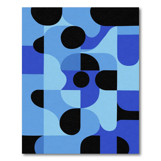 Abstract Blue And Black Geometric Abstraction Rug