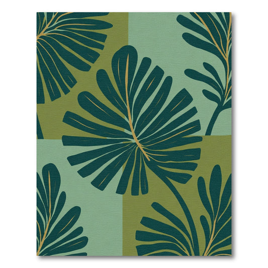 Deep Teal Botanical Leaf Block Print Rug