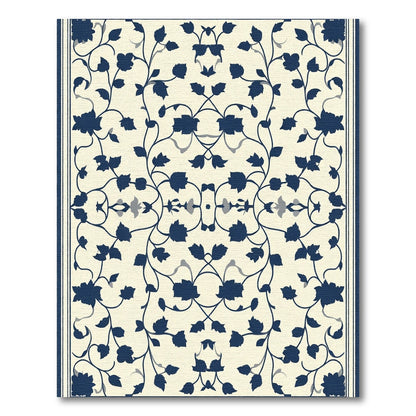 Navy Blue Floral Vine Cream Harmony Rug