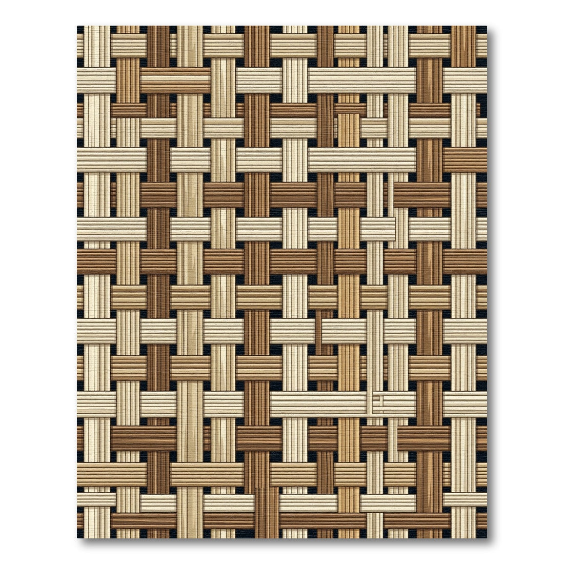 Woven Natural Tan Brown Lattice Rug