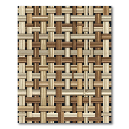 Woven Natural Tan Brown Lattice Rug