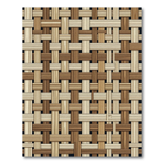 Woven Natural Tan Brown Lattice Rug