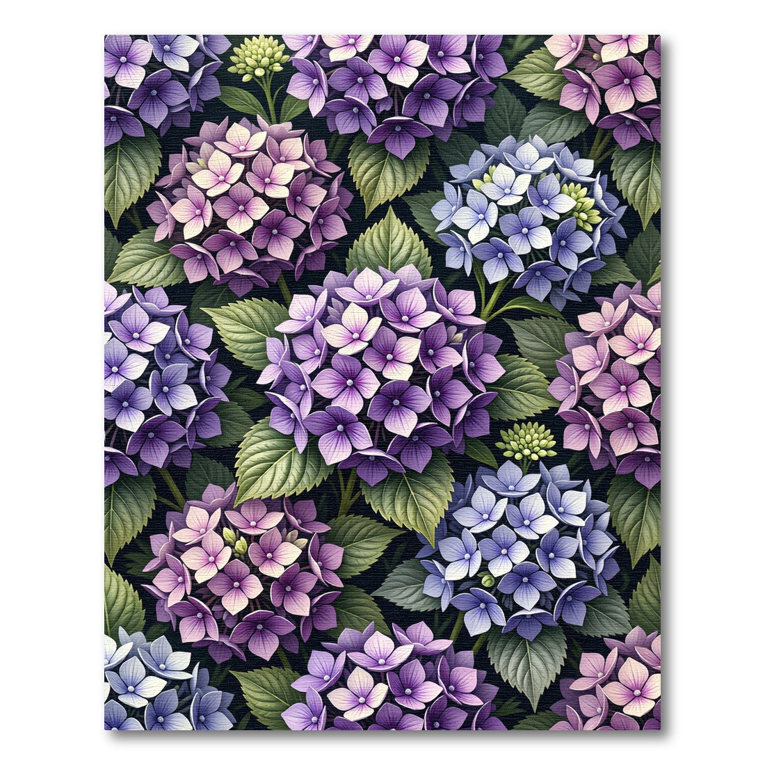 Lush Purple Hydrangea Botanical Illustration Rug