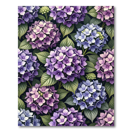 Lush Purple Hydrangea Botanical Illustration Rug