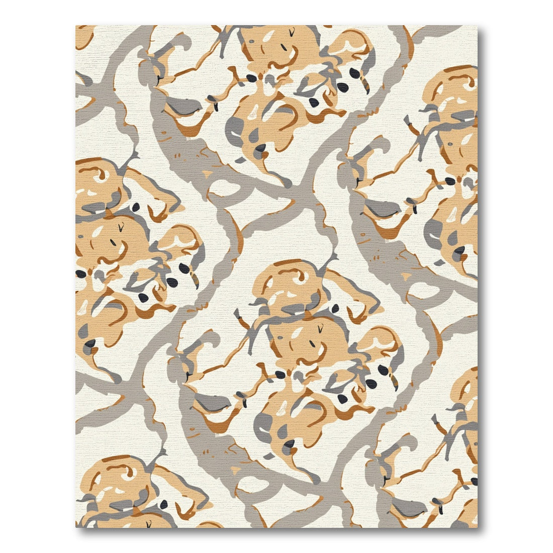 Abstract Ochre Gray Vine Rug