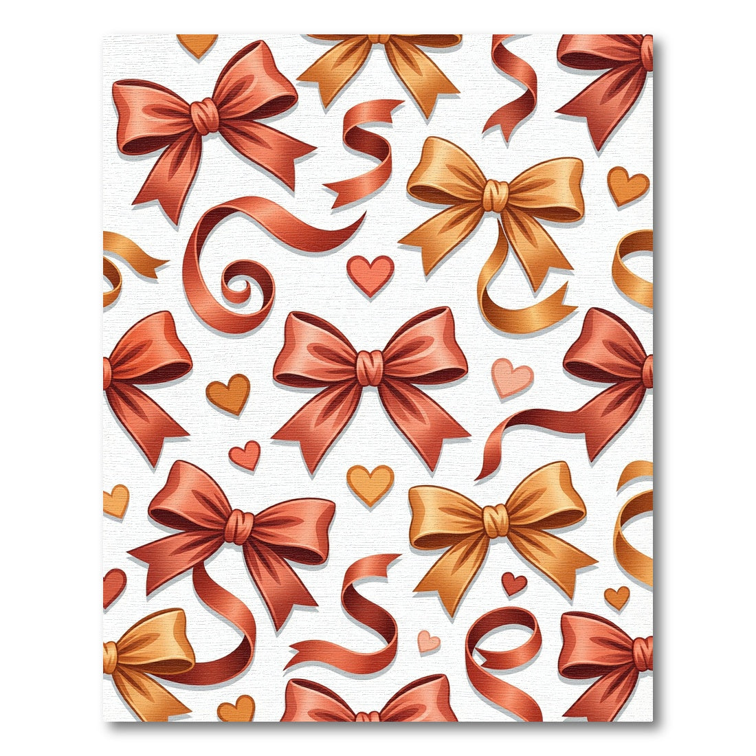 Charming Copper Ribbon and Heart Illustration Rug