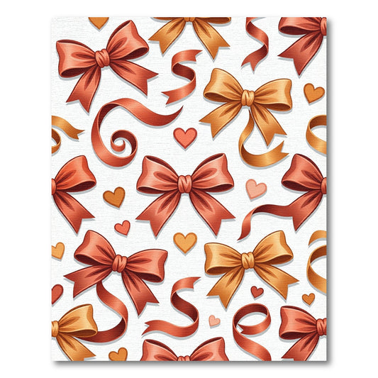 Charming Copper Ribbon and Heart Illustration Rug