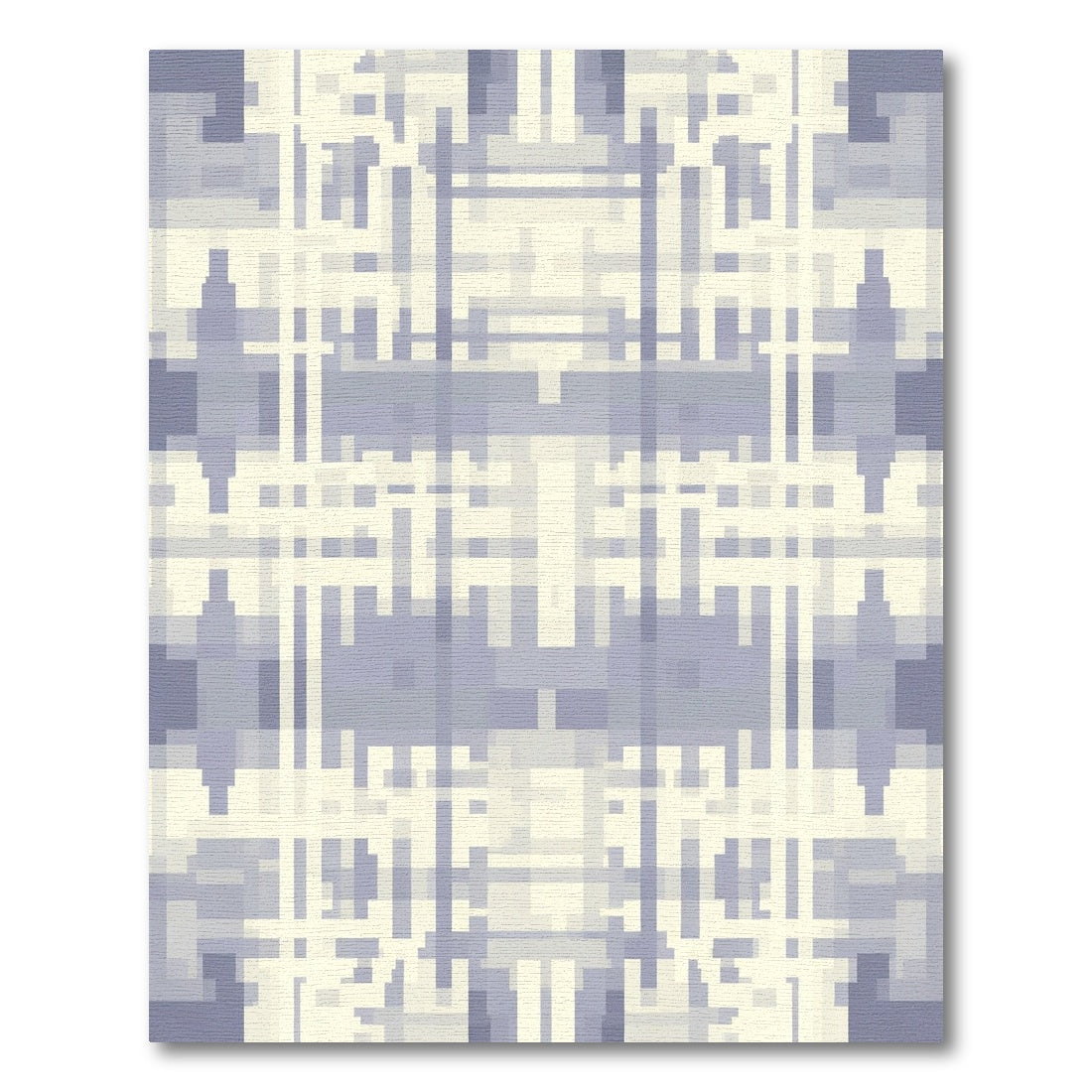 Soft Blue White Pixelated Plaid Rug