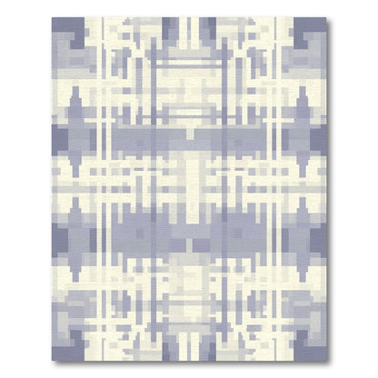 Soft Blue White Pixelated Plaid Rug