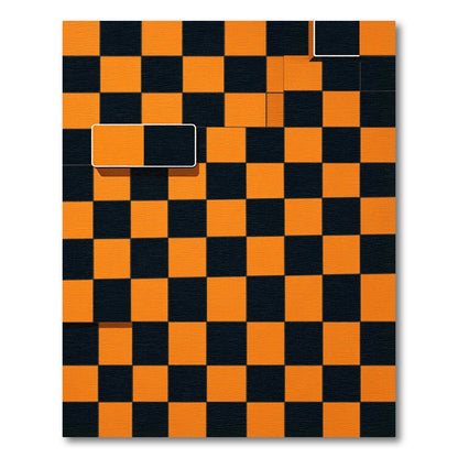 Bold Orange and Black Checkerboard Geometry Rug