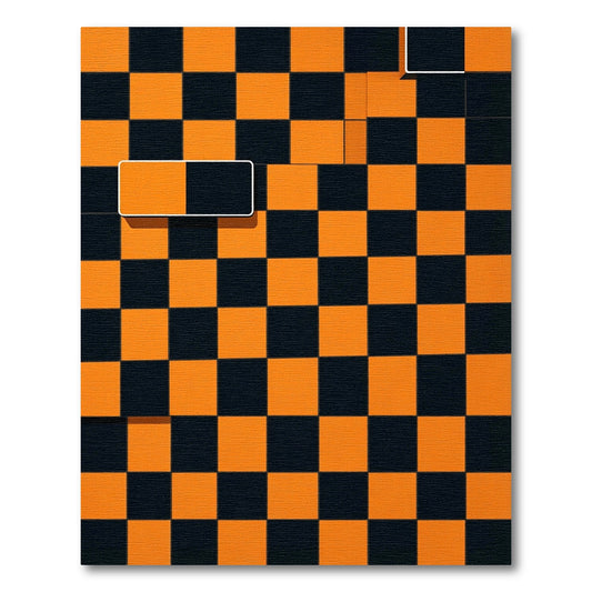 Bold Orange and Black Checkerboard Geometry Rug
