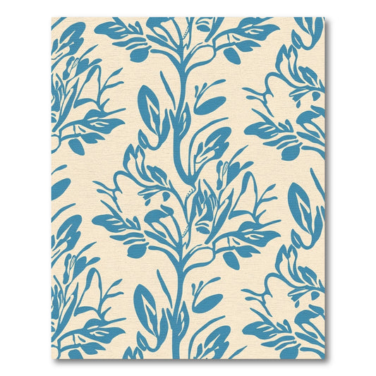 Cerulean Blue Floral Branch Pattern Rug