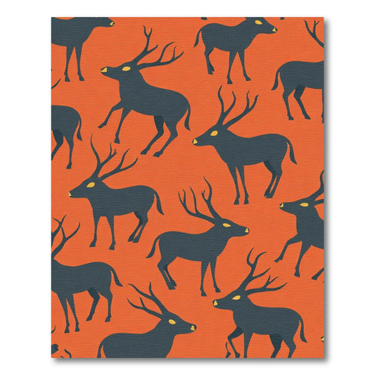 Dark Deer Orange Graphic Rug