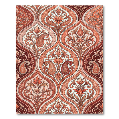Elegant Terracotta Paisley Damask Rug
