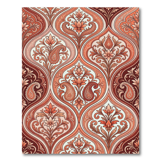 Elegant Terracotta Paisley Damask Rug