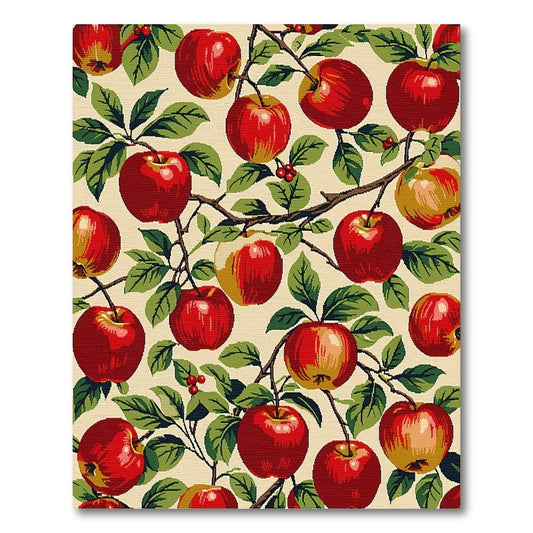 Vibrant Red Apples Leafy Branches Berries Rug