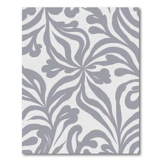 Soft Gray Floral Swirl Rug