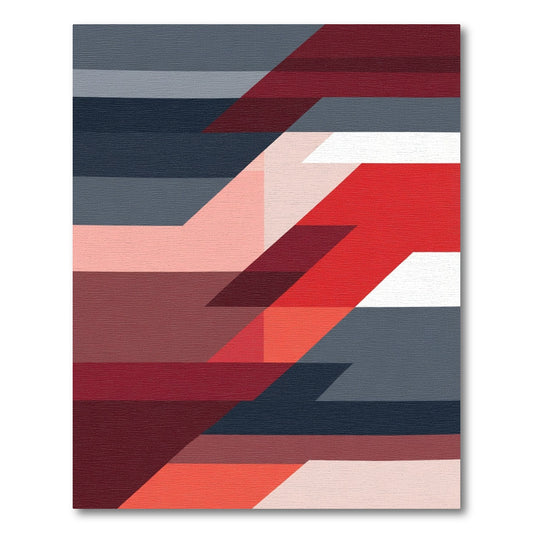 Crimson Navy Geometric Overlap Rug
