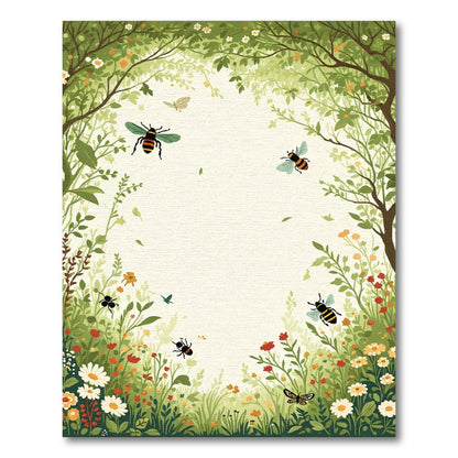 Whimsical Spring Garden Bees Butterflies Rug