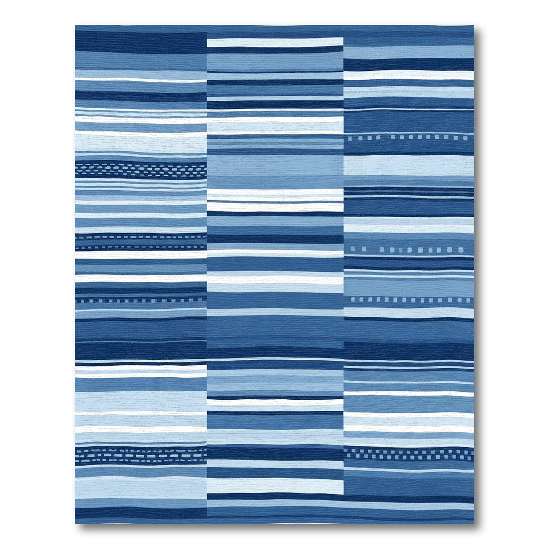 Deep Blue Horizontal Stripe Collage Rug