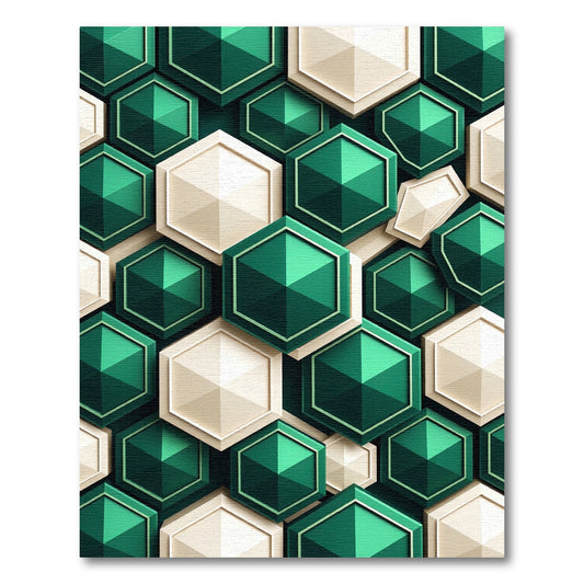 Emerald Cream Hexagon Tile Rug