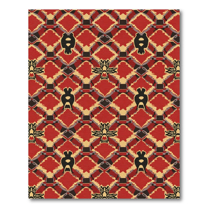 Vibrant Red Black Graphic Medallion Rug