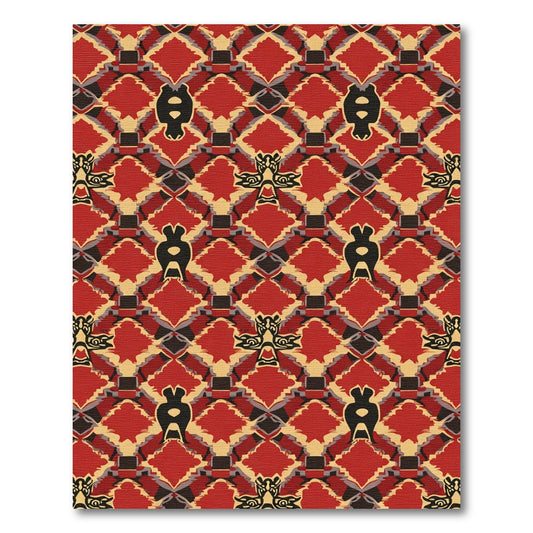 Vibrant Red Black Graphic Medallion Rug