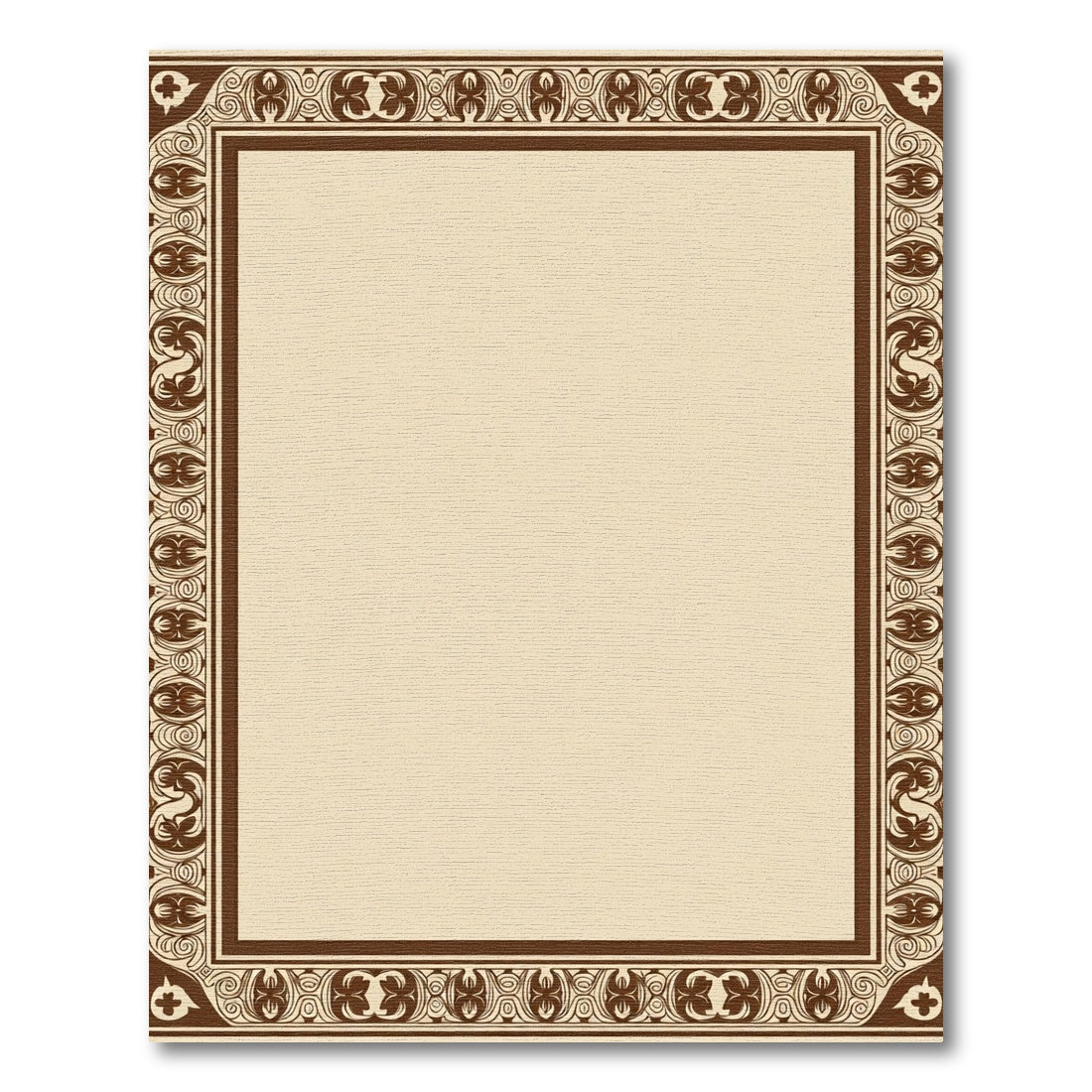 Ornate Brown Border Floral Ornament Rug