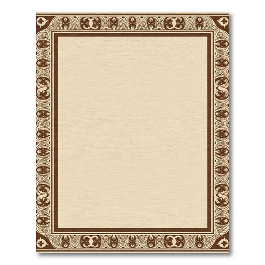 Ornate Brown Border Floral Ornament Rug