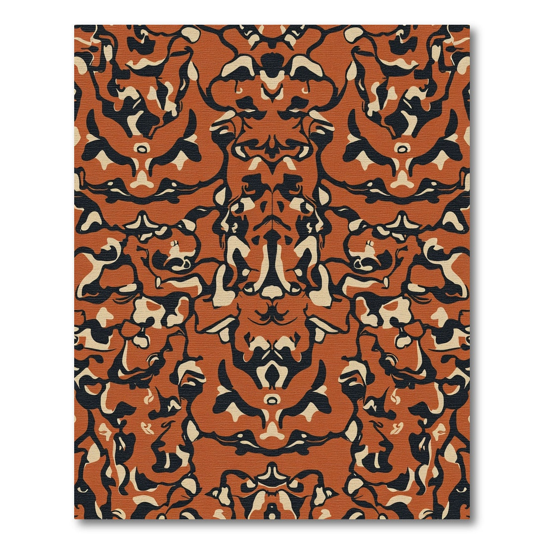 Abstract Orange And Black Swirl Rug