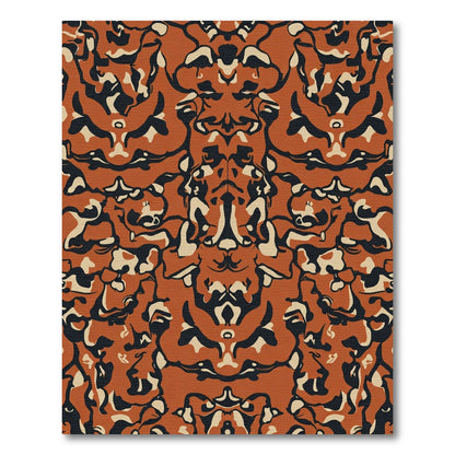 Abstract Orange And Black Swirl Rug