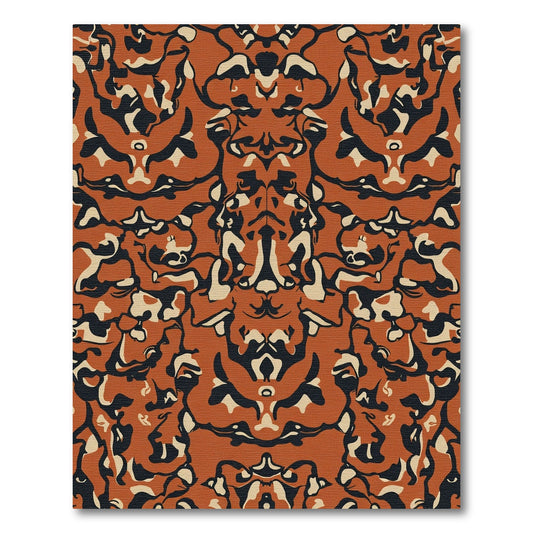 Abstract Orange And Black Swirl Rug
