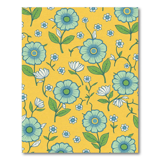 Retro Blue Green Flower Garden Rug