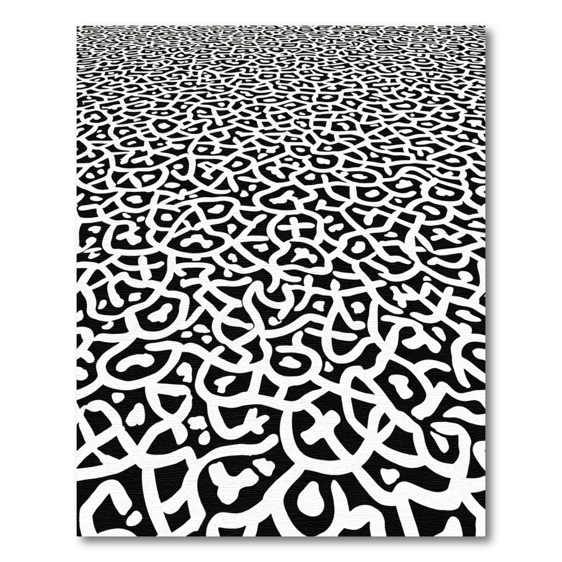 Bold Black White Organic Curves Rug