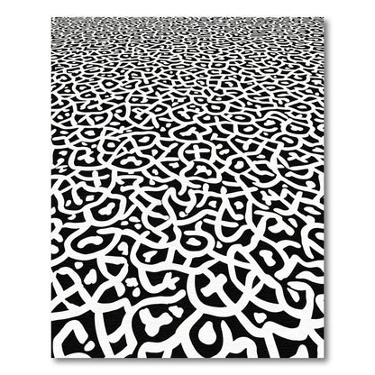 Bold Black White Organic Curves Rug