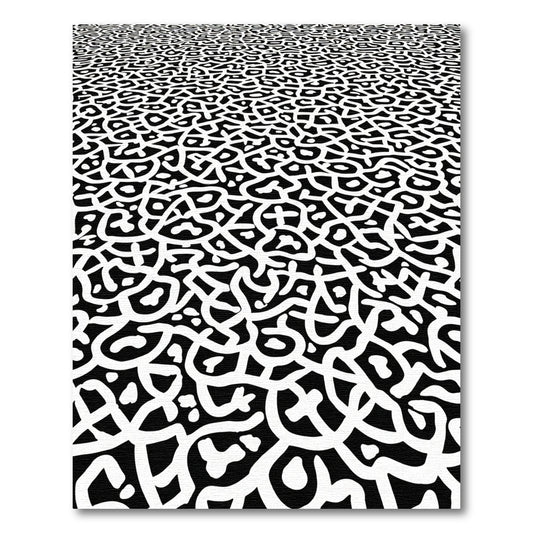 Bold Black White Organic Curves Rug