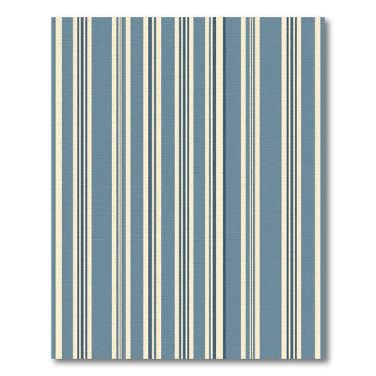 Classic Blue and Cream Pinstriped Rug
