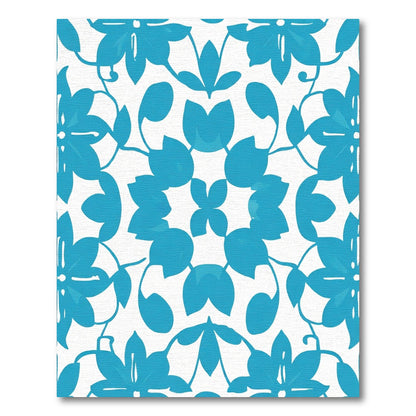 Azure Blue Floral Swirl Medallion Rug