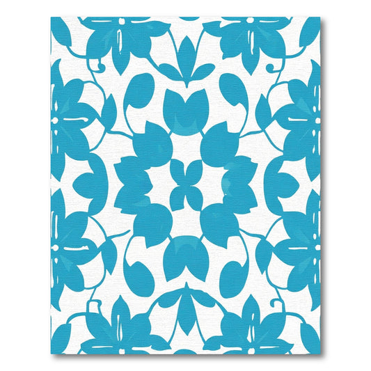 Azure Blue Floral Swirl Medallion Rug