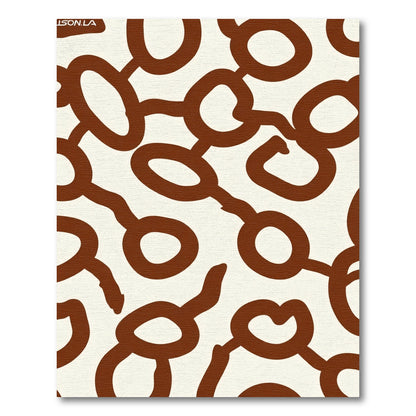 Cream Brown Chain Link Throw Rug